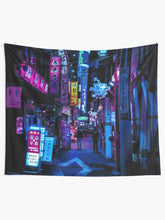 Load image into Gallery viewer, Blue Tokyo Alleys Tapestry Wall Hanging Art Decor