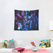 Load image into Gallery viewer, Blue Tokyo Alleys Tapestry Wall Hanging Art Decor