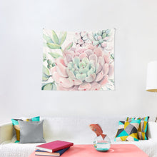 Load image into Gallery viewer, Pretty Succulents Pink and Green Desert Succulent Illustration Tapestry Wall Hanging Art Decor