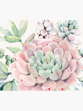 Load image into Gallery viewer, Pretty Succulents Pink and Green Desert Succulent Illustration Tapestry Wall Hanging Art Decor
