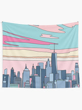 Load image into Gallery viewer, City sunset by Elebea Tapestry Wall Hanging Art Decor
