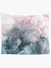 Load image into Gallery viewer, Blush and Payne&#39;s Grey Flowing Abstract Painting Tapestry Wall Hanging Art Decor
