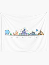 Load image into Gallery viewer, Meet me at my Happy Place Vector Orlando Theme Park Illustration Design Tapestry Wall Hanging Art Decor
