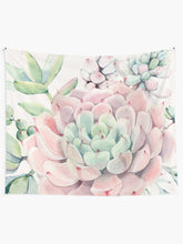 Load image into Gallery viewer, Pretty Succulents Pink and Green Desert Succulent Illustration Tapestry Wall Hanging Art Decor
