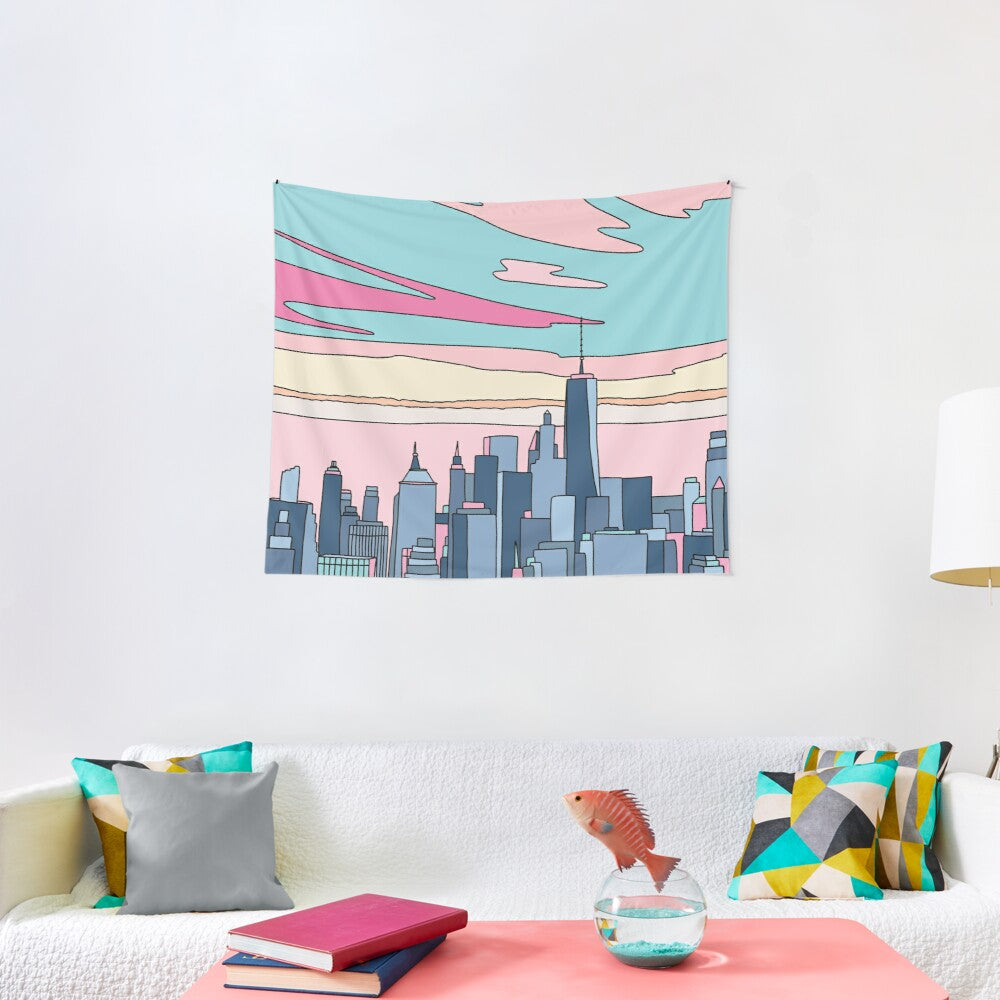 City sunset by Elebea Tapestry Wall Hanging Art Decor