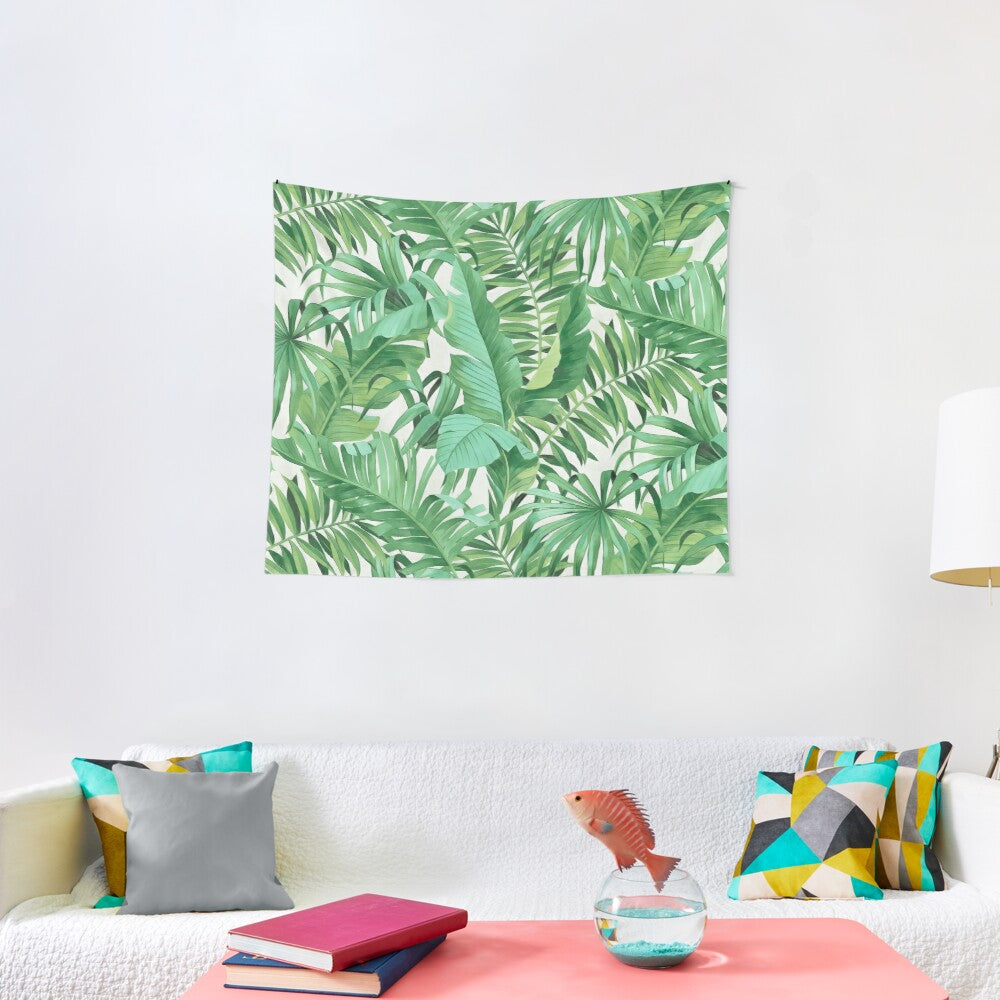 Green tropical leaves II Tapestry Wall Hanging Art Decor